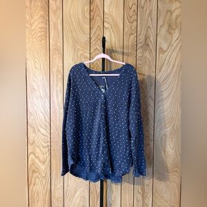 Navy Polka Dot Button-Front Cardigan